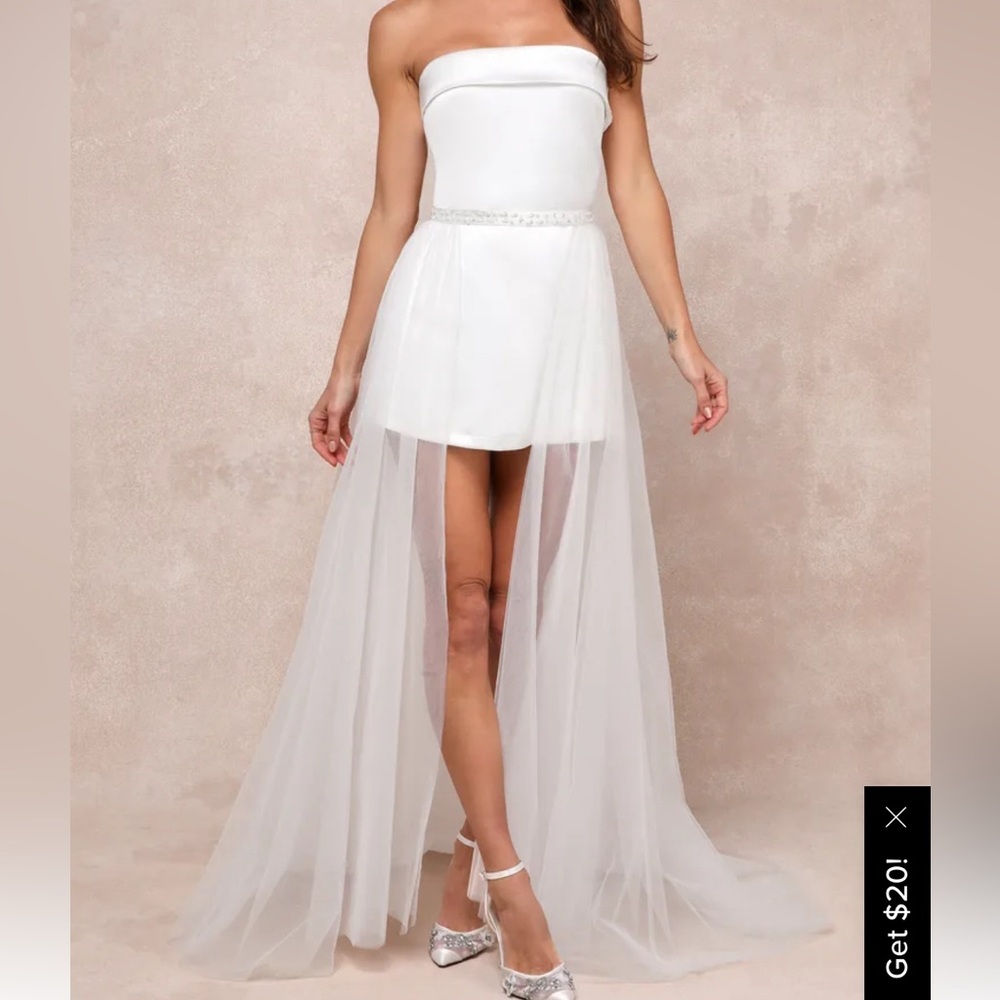 Bridal Bachelorette Party Romper Dress with removable overskirt